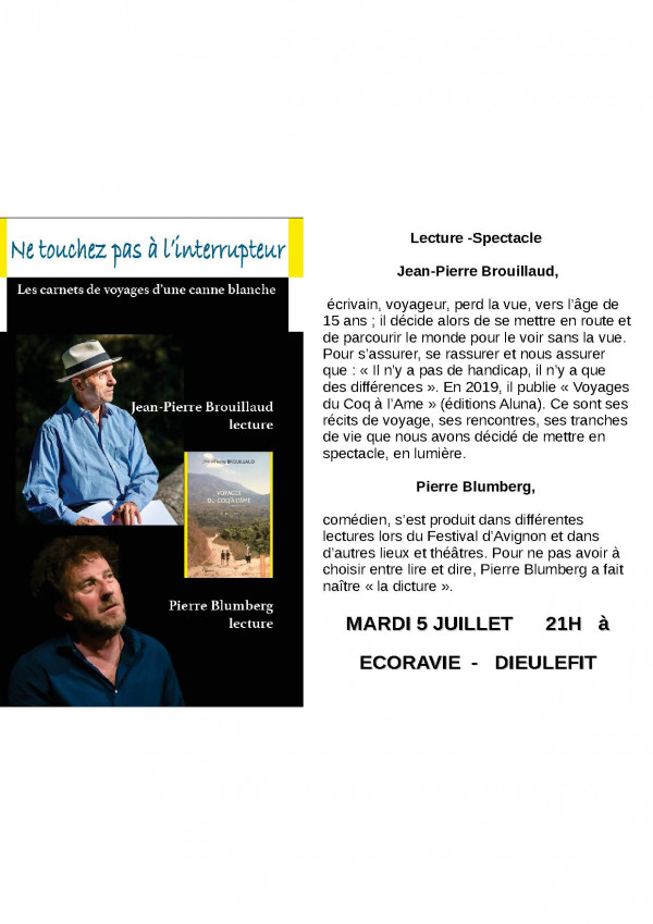 Lecture spectacle avec Jean-Pierre Brouillaud  et Pierre Blumberg