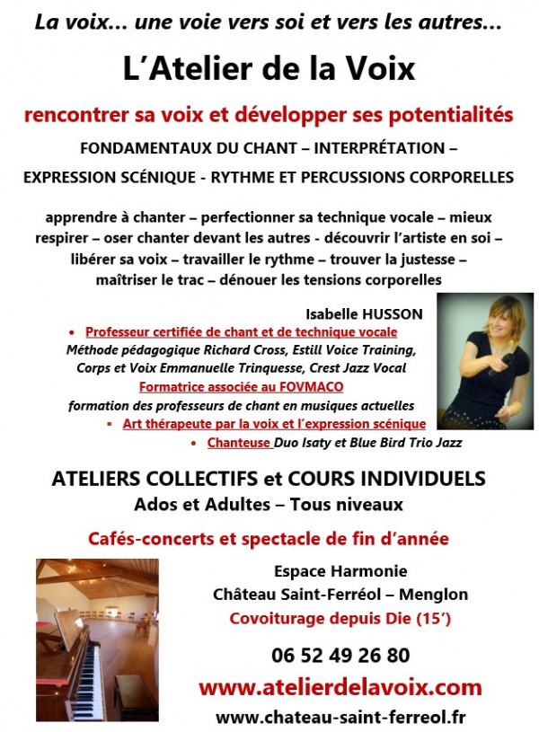 Rentrée de l'Atelier de la Voix : ateliers collectifs et cours individuels de chant