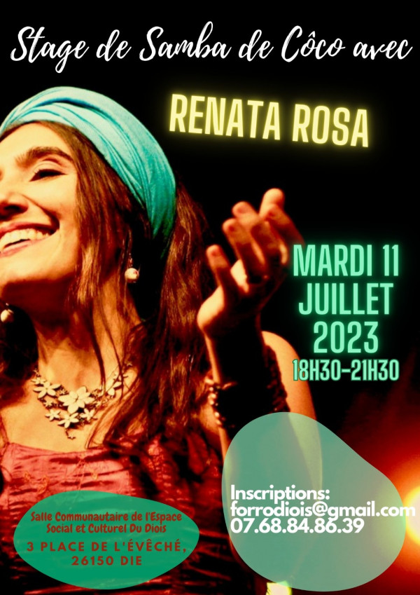 Stage de Samba de Côco avec Renata Rosa le mardi 11 juillet à Die!