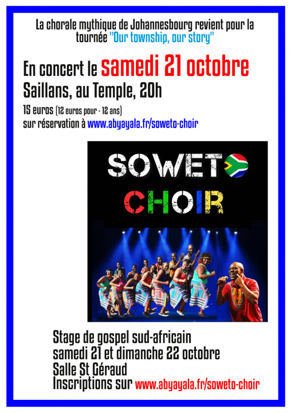 Stage de chant gospel avec le Soweto Choir d'Afrique du Sud
