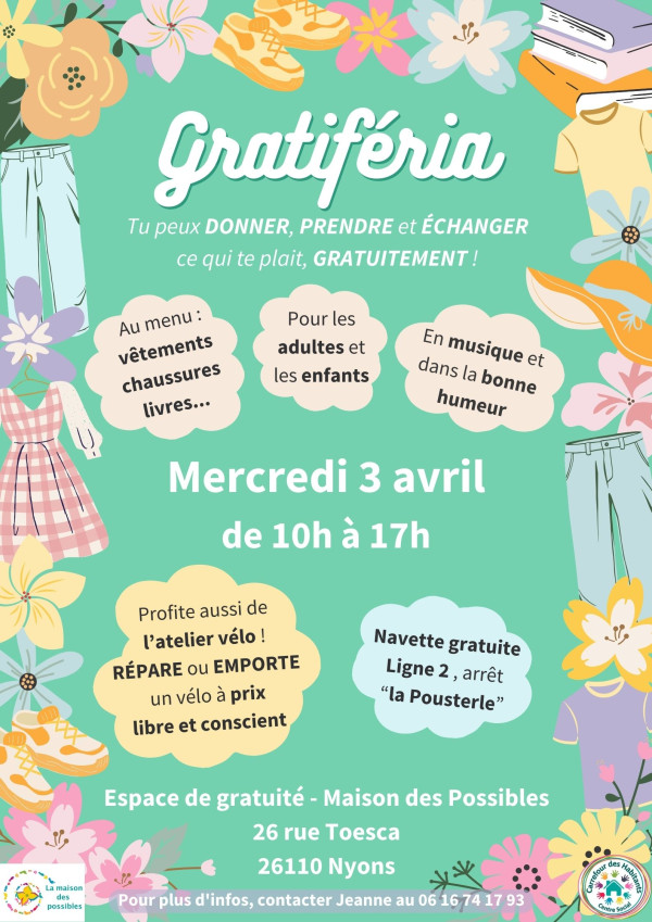 Gratiféria de l'Espace de gratuité de la Maison des Possibles