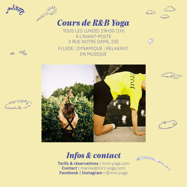 Nouveau cours de R&B Yoga en musique tous les lundis 19h30 (1h)