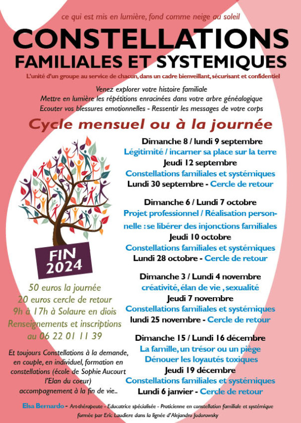 programme constellations familiales, systémiques, chamaniques rentrée 2024 - duplication