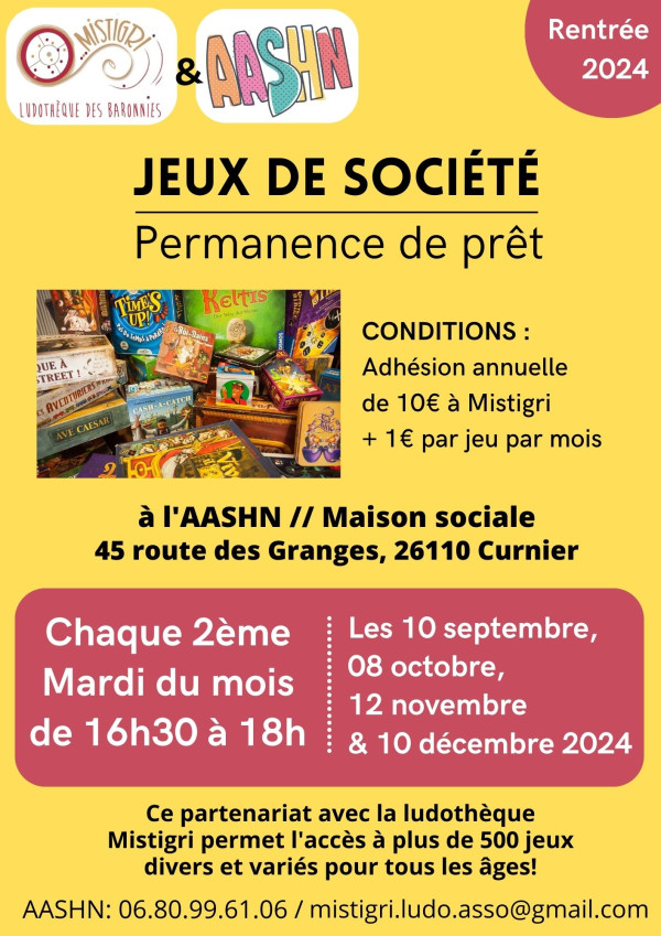 Jeux de société - permanence de prêt