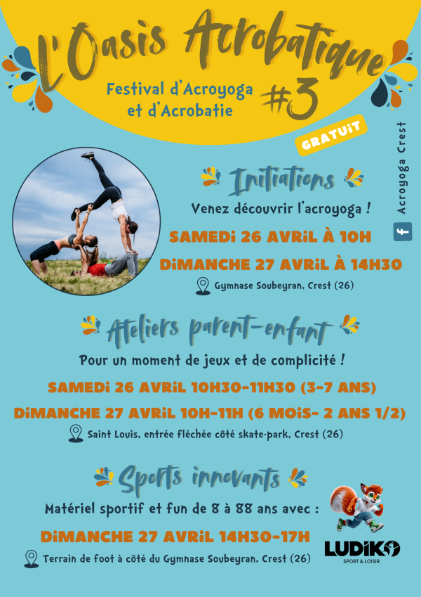Atelier d'initiation aux portés acrobatique pour les Parents-enfants le Samedi