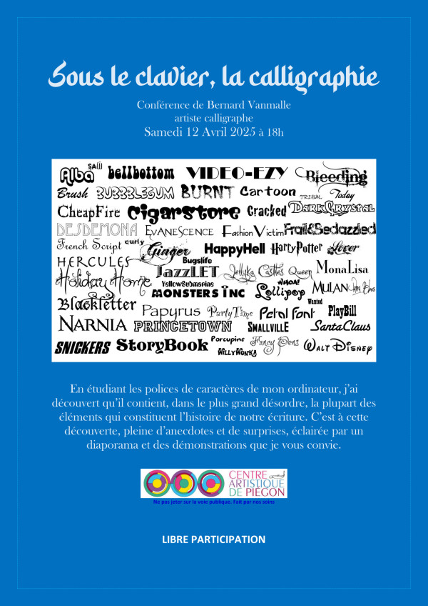 Conférence 'Sous le clavier, la calligraphie'