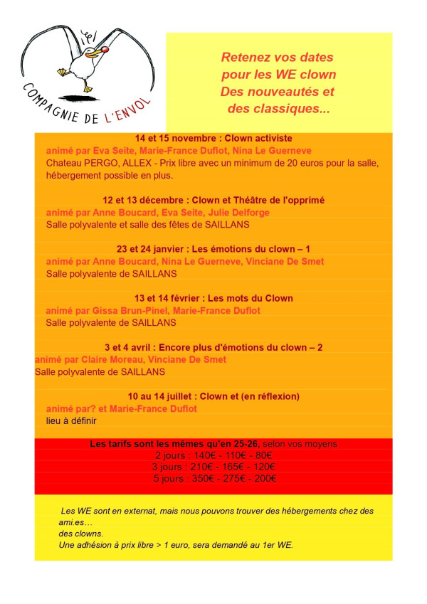 2026-2027 prévoyez vos moments de clown!