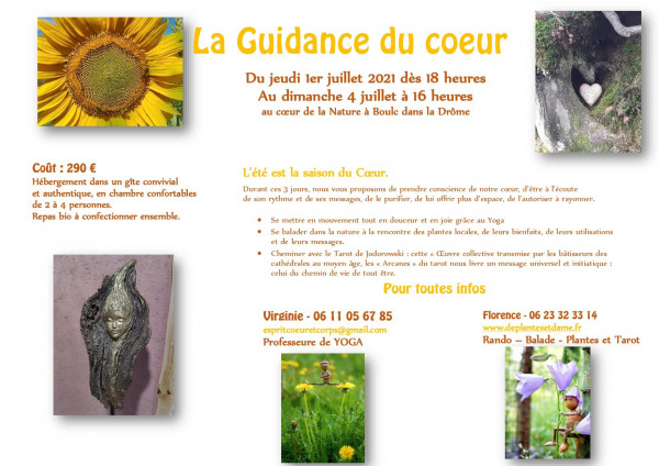 La Guidance du Coeur, par la tarot de Jodorowki, le YOga et les Plantes